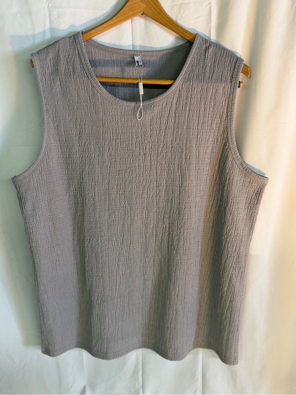 Textured Sleeveless Tank Top - Light Gray